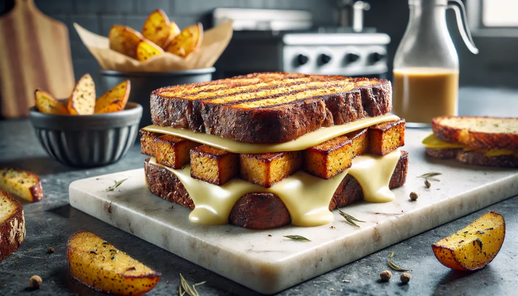 Un croque monsieur végétalien au tofu